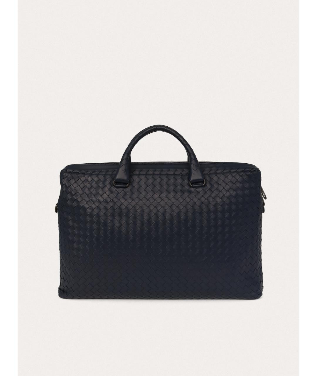 BOTTEGA VENETA Синий кожаный портфель, фото 3