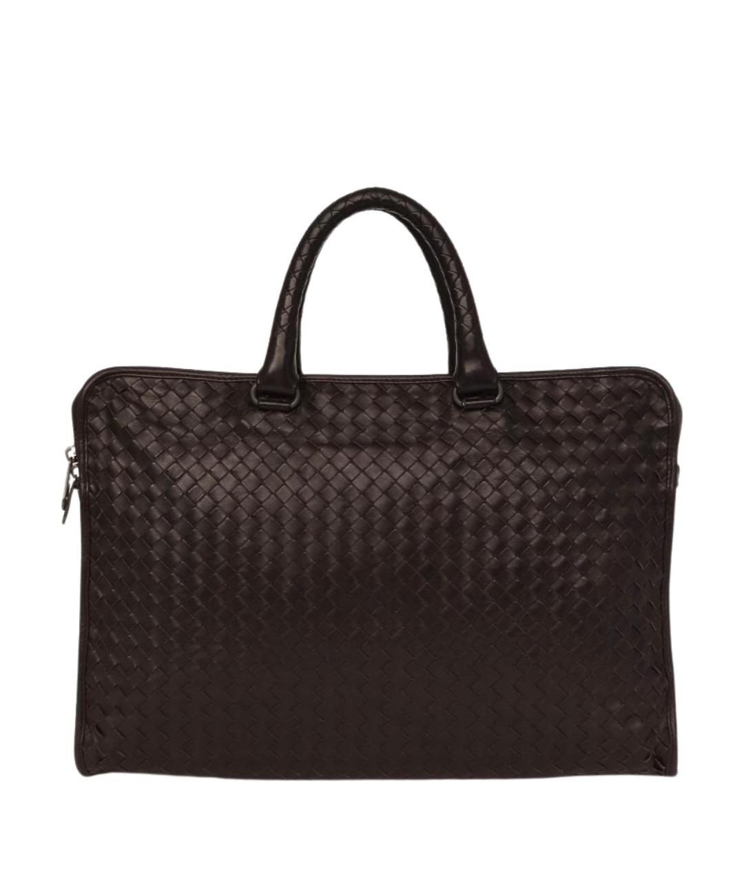 BOTTEGA VENETA Коричневый кожаный портфель, фото 1