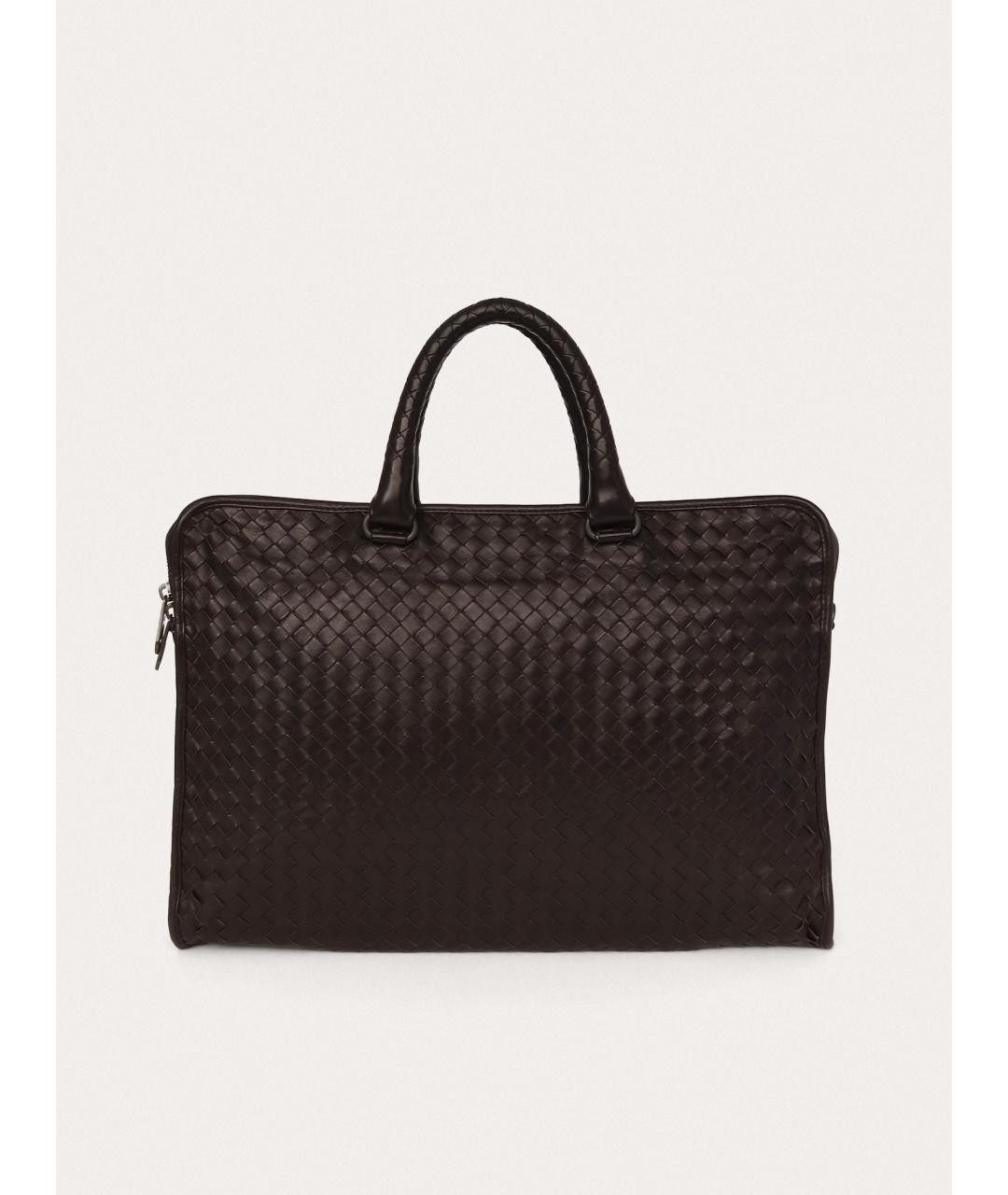 BOTTEGA VENETA Коричневый кожаный портфель, фото 9