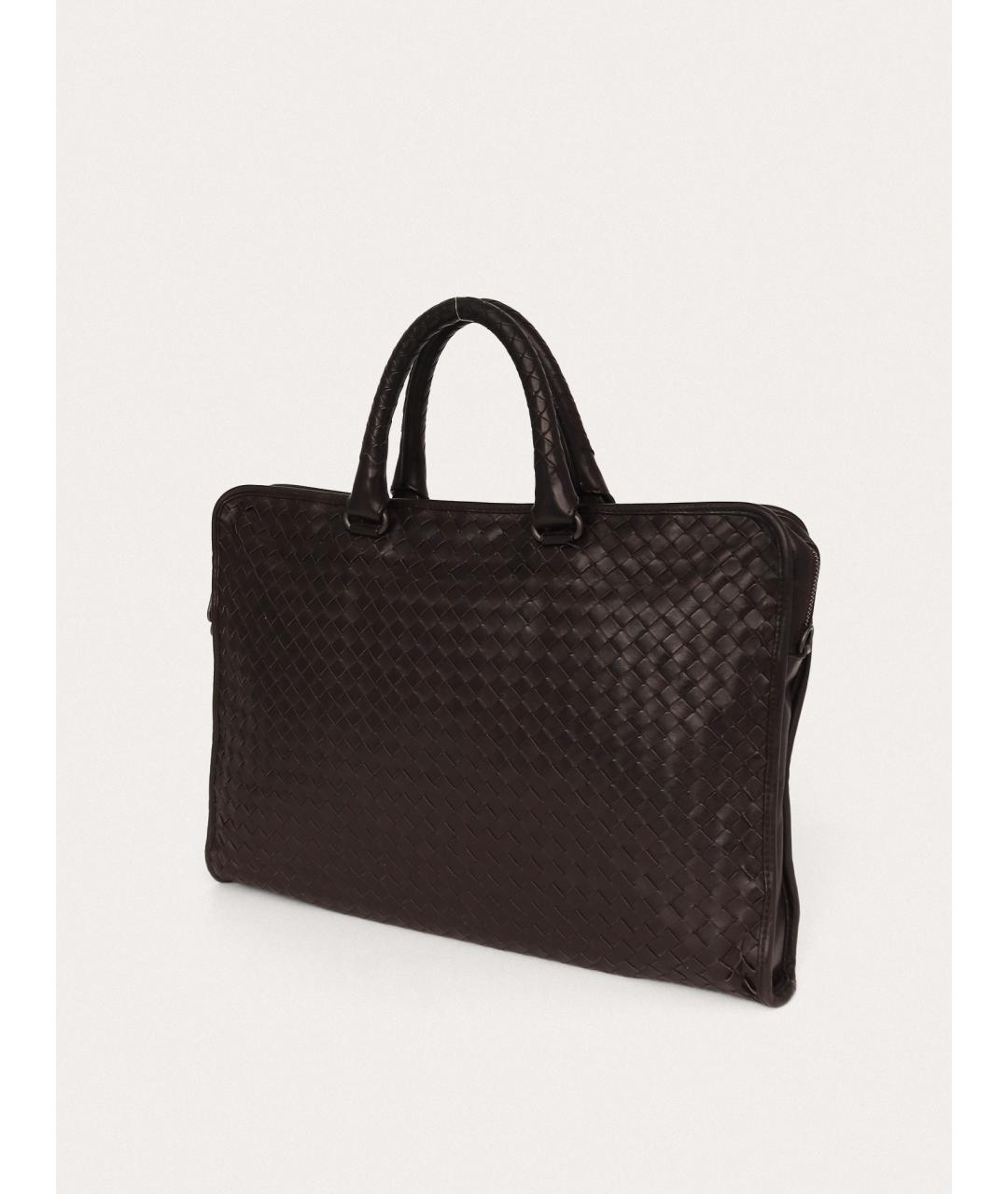 BOTTEGA VENETA Коричневый кожаный портфель, фото 2