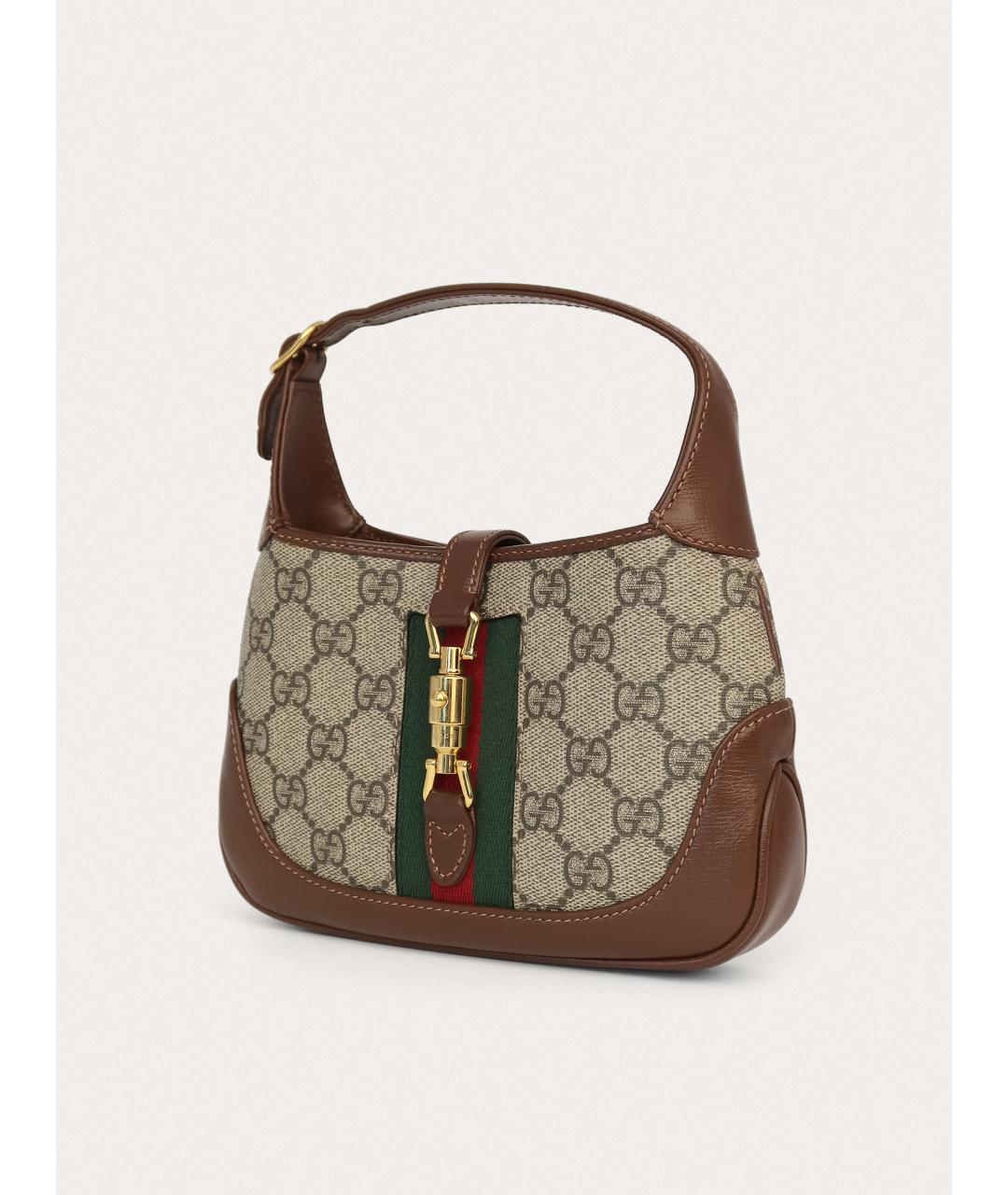 GUCCI Бежевая сумка с короткими ручками из канвы, фото 2