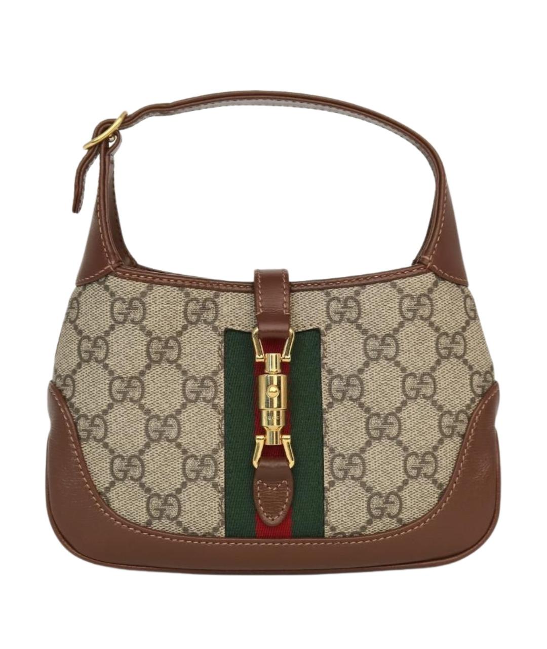 GUCCI Бежевая сумка с короткими ручками из канвы, фото 1
