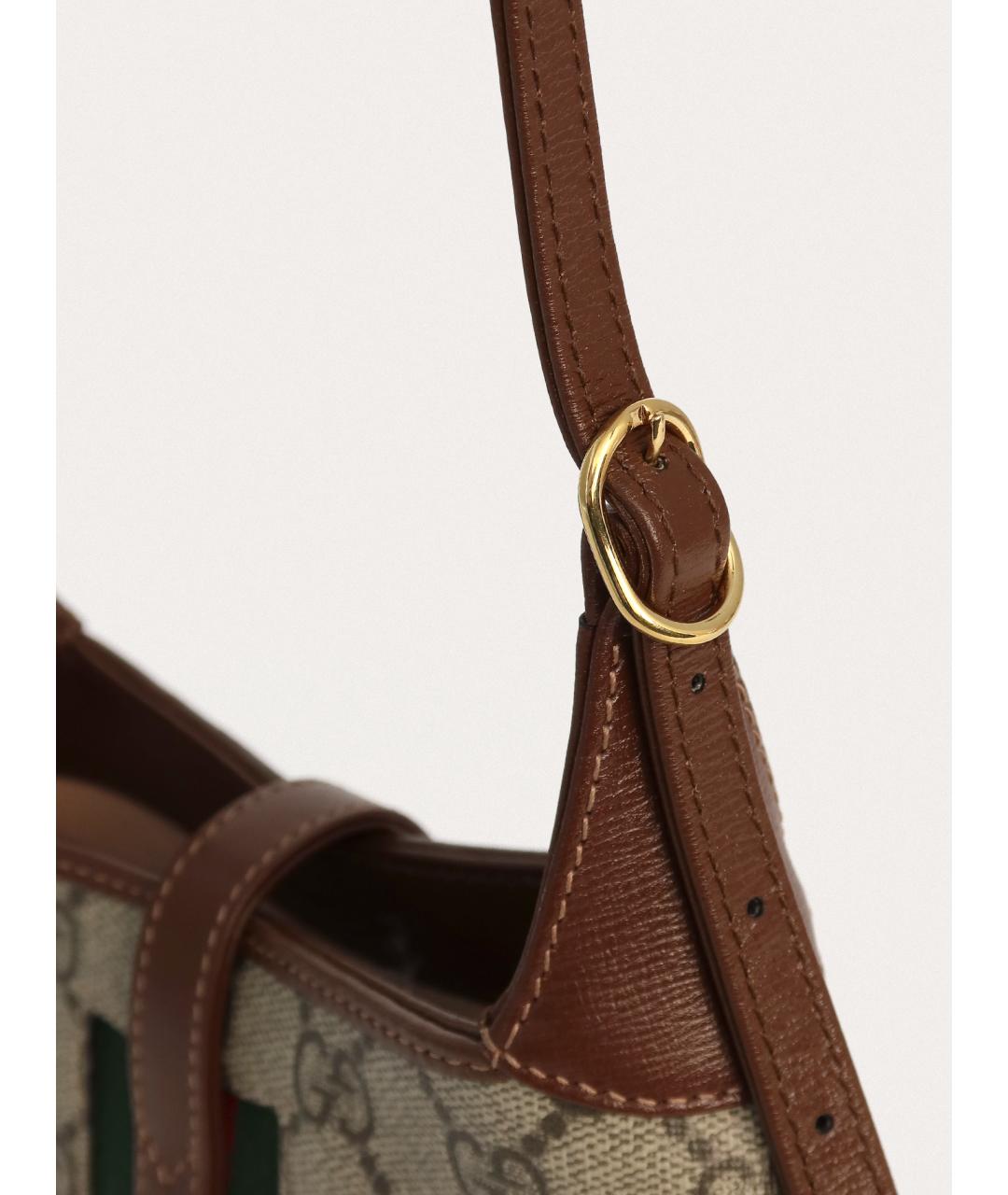 GUCCI Бежевая сумка с короткими ручками из канвы, фото 5