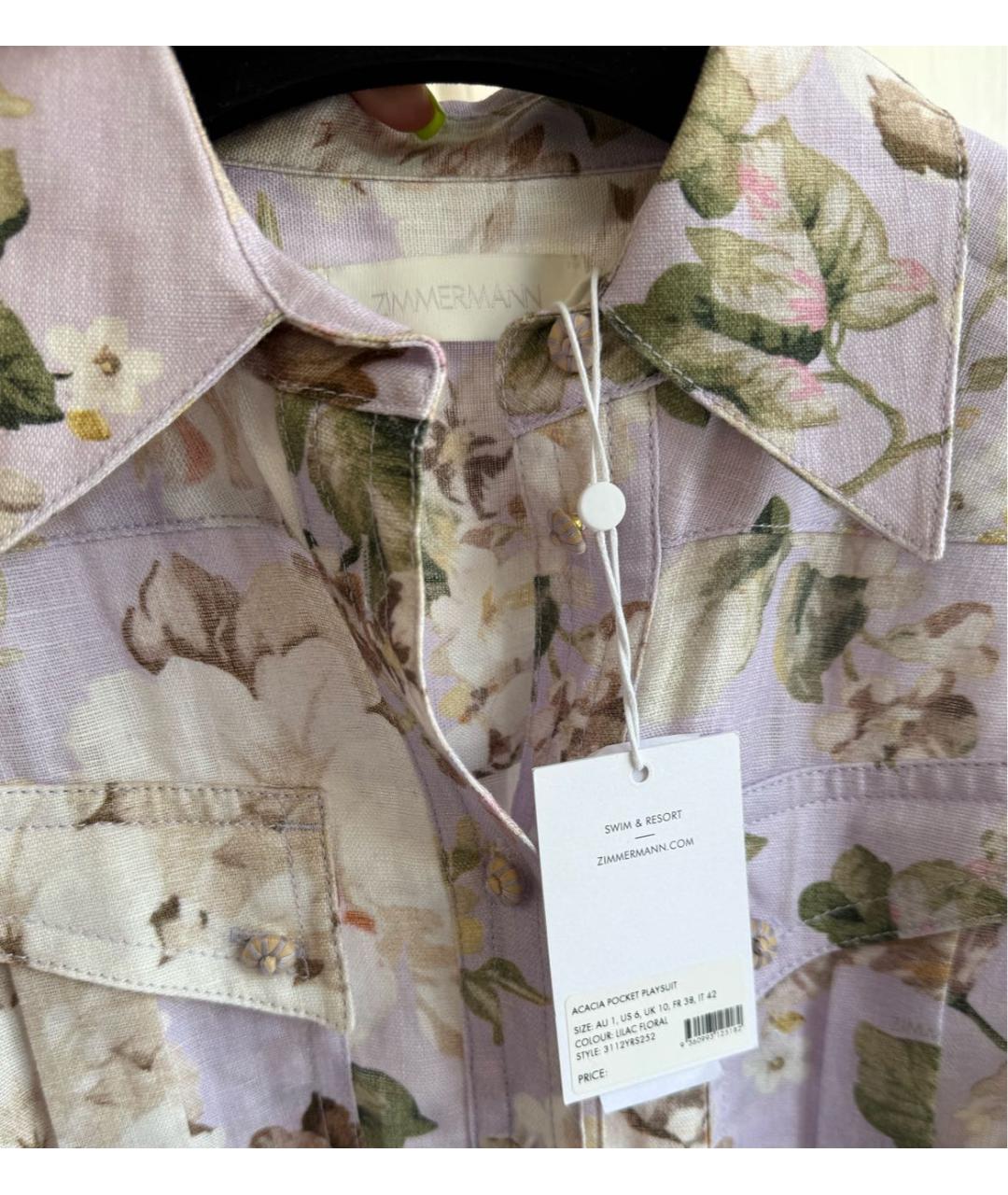 ZIMMERMANN Фиолетовый льняной комбинезон, фото 4