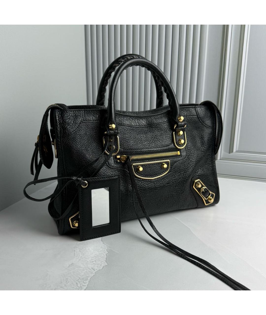 BALENCIAGA Черная кожаная сумка тоут, фото 2