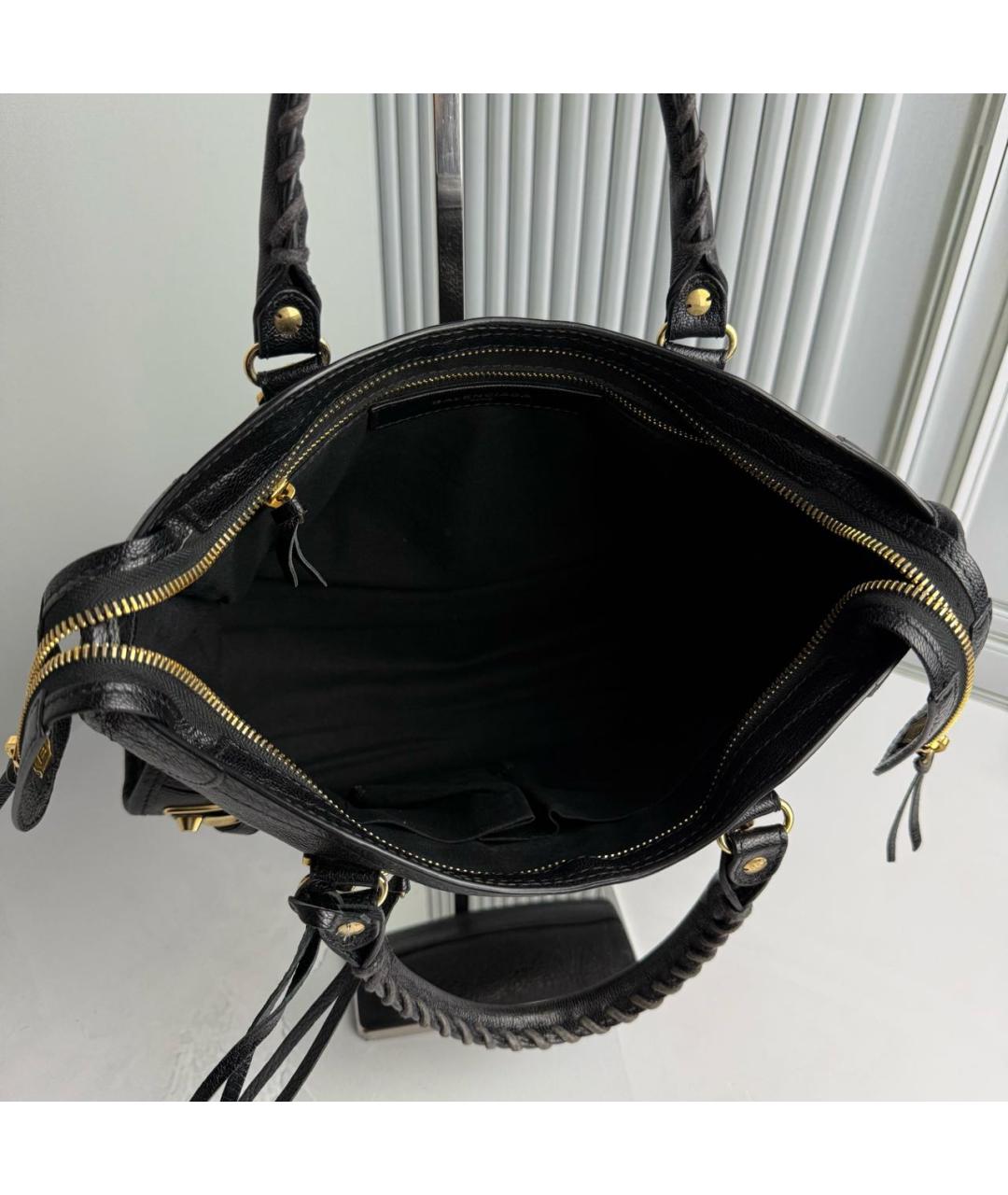 BALENCIAGA Черная кожаная сумка тоут, фото 8