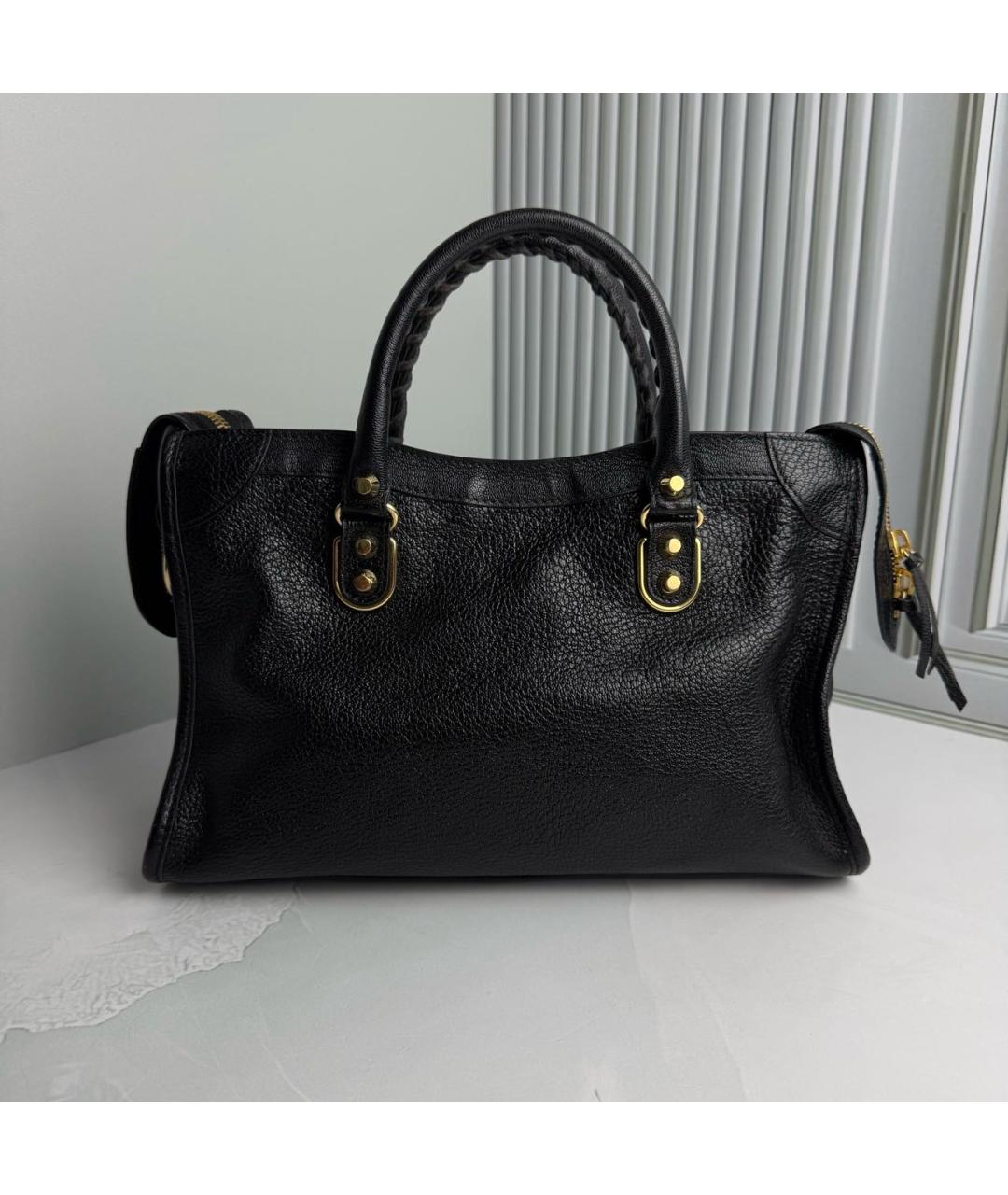 BALENCIAGA Черная кожаная сумка тоут, фото 3