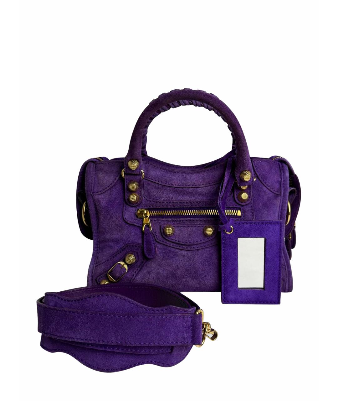 BALENCIAGA Фиолетовая кожаная сумка с короткими ручками, фото 1