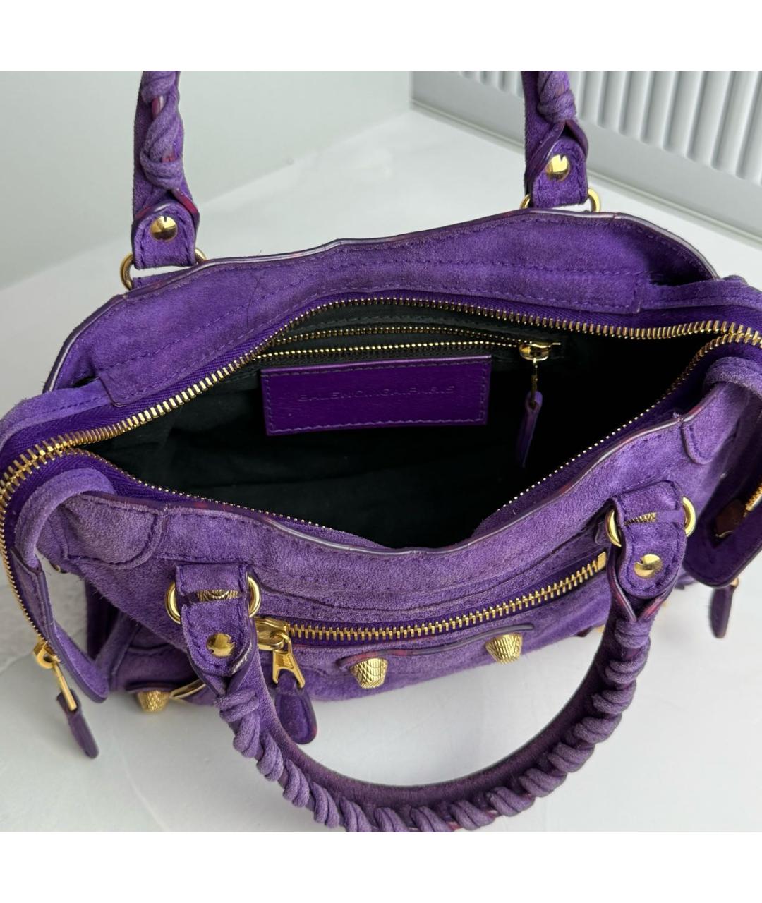 BALENCIAGA Фиолетовая кожаная сумка с короткими ручками, фото 8