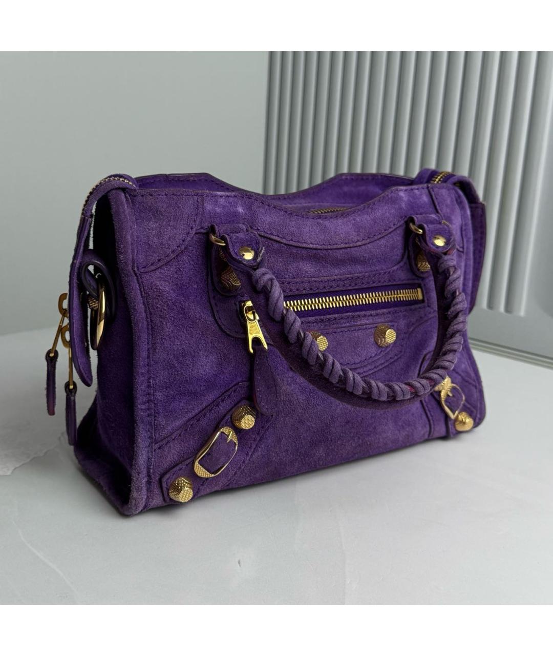 BALENCIAGA Фиолетовая кожаная сумка с короткими ручками, фото 6