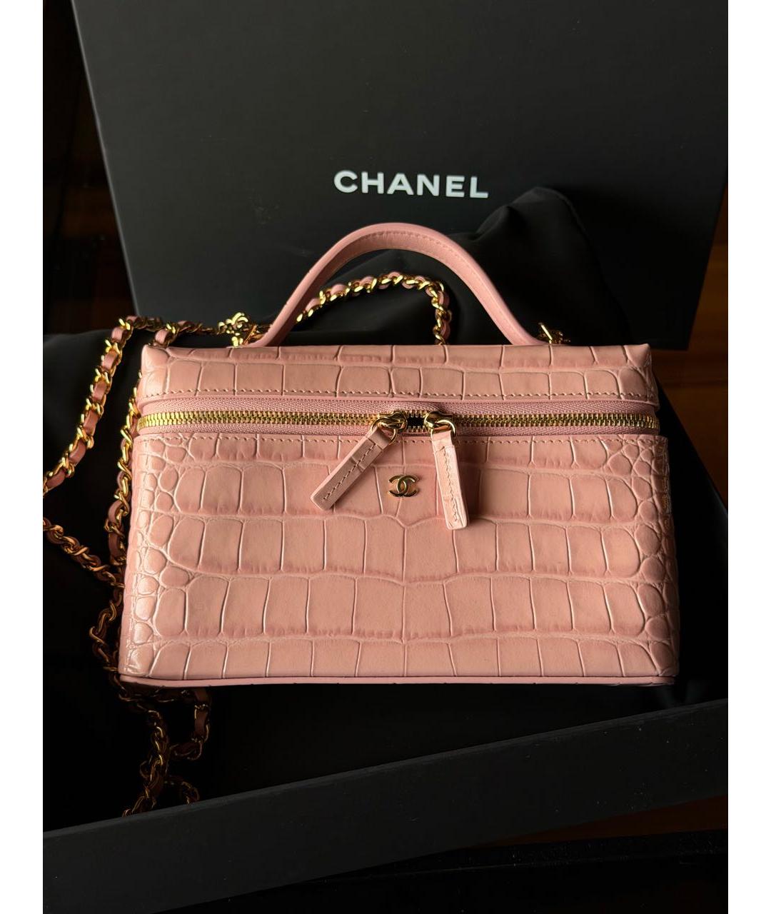 CHANEL Розовая кожаная сумка через плечо, фото 6