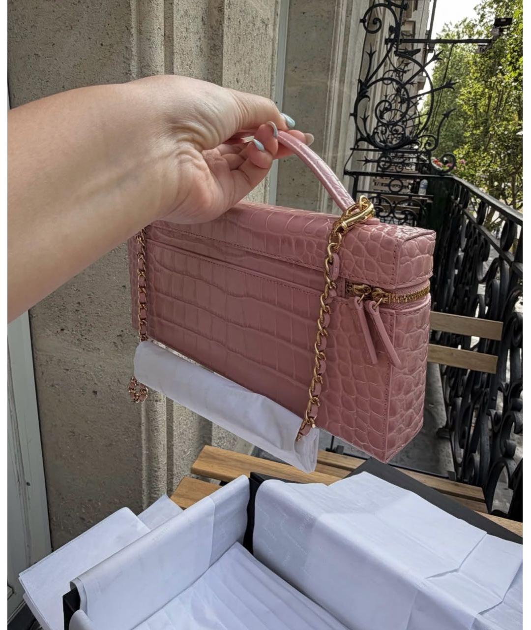 CHANEL Коралловая кожаная сумка через плечо, фото 6