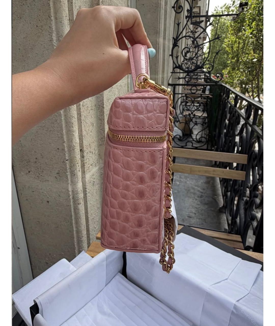 CHANEL Коралловая кожаная сумка через плечо, фото 3