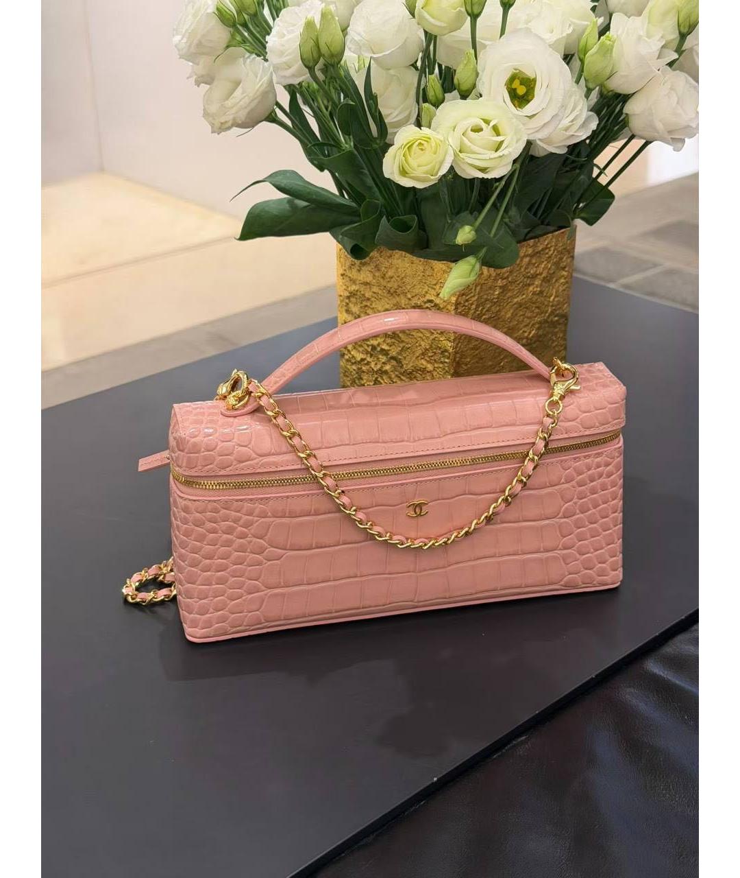 CHANEL Коралловая кожаная сумка через плечо, фото 7