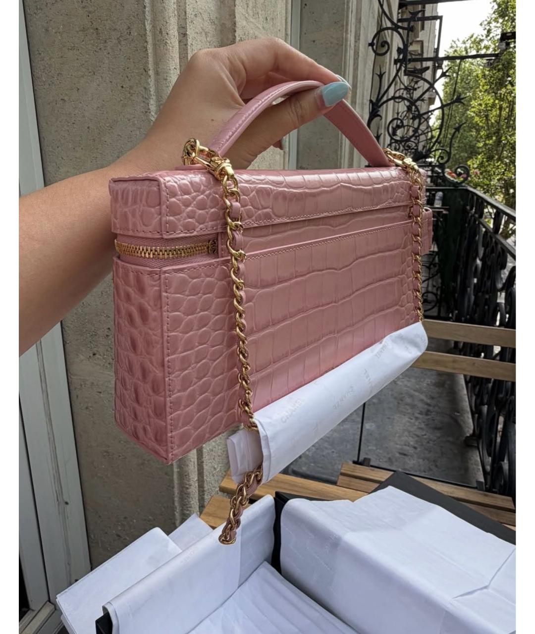 CHANEL Коралловая кожаная сумка через плечо, фото 4