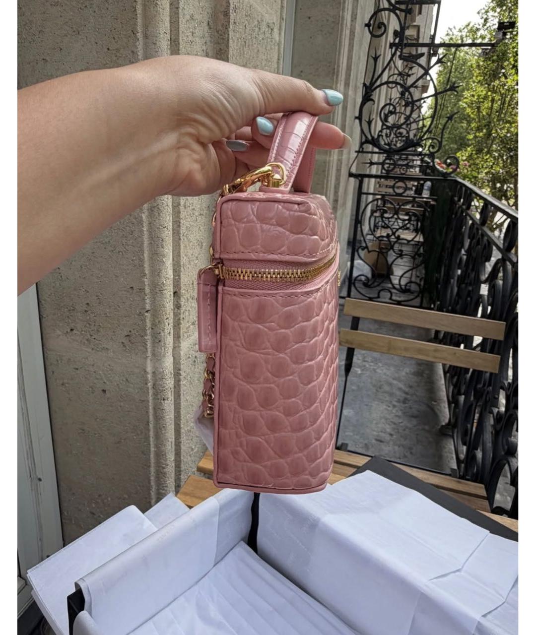 CHANEL Коралловая кожаная сумка через плечо, фото 5