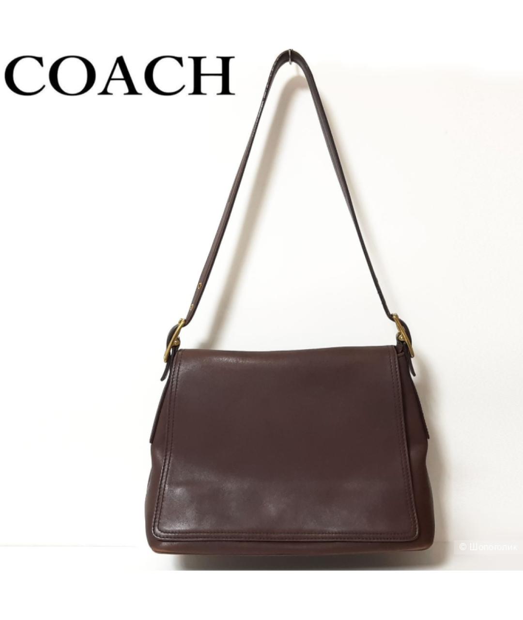COACH Коричневая кожаная сумка через плечо, фото 10