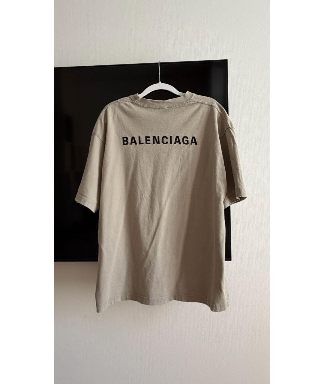 BALENCIAGA Хаки хлопковая футболка, фото 3