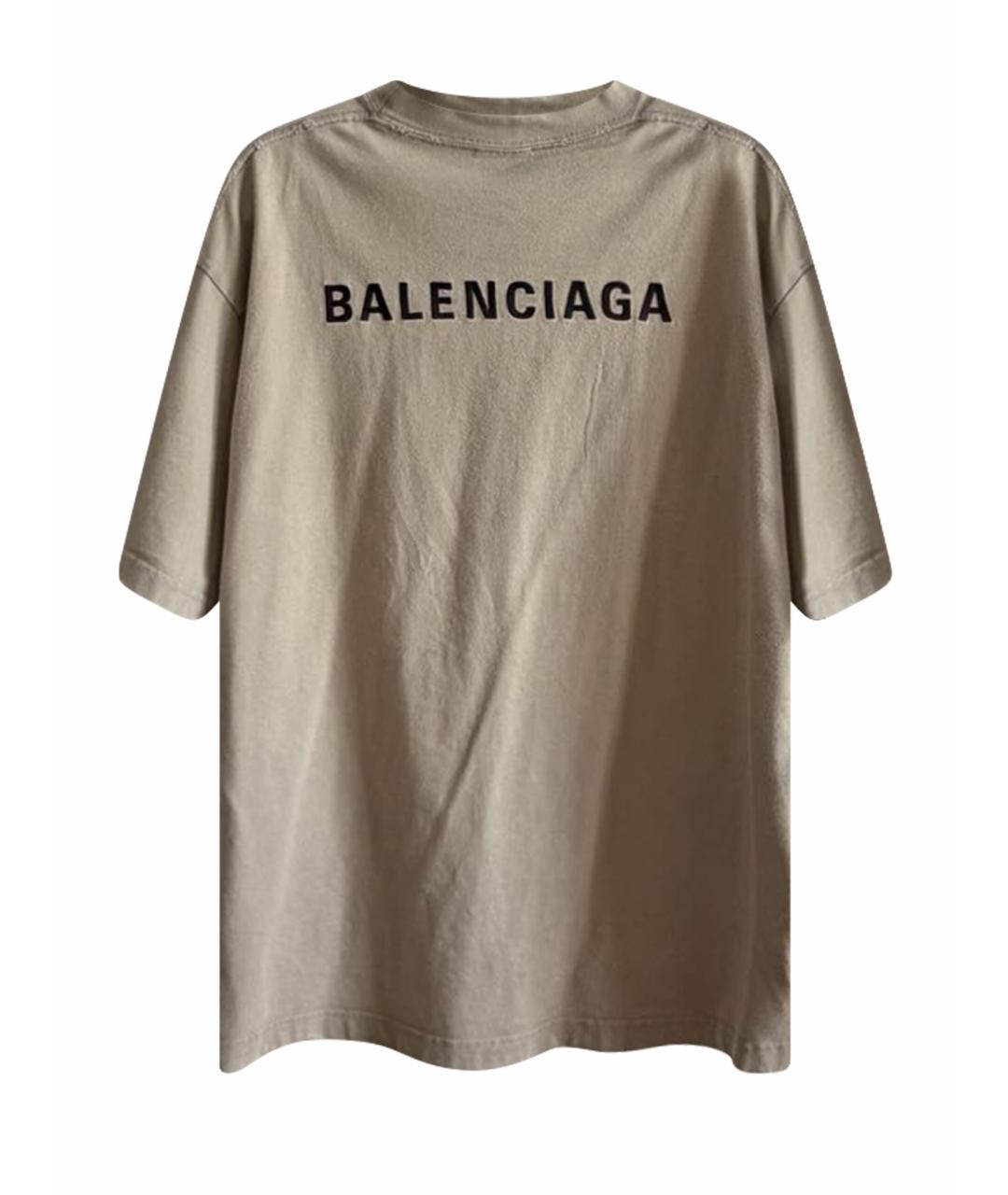 BALENCIAGA Хаки хлопковая футболка, фото 1