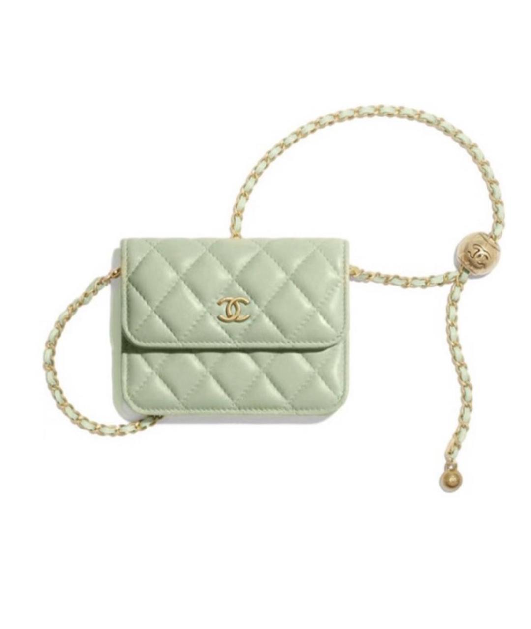 CHANEL Салатовая кожаная сумка через плечо, фото 1