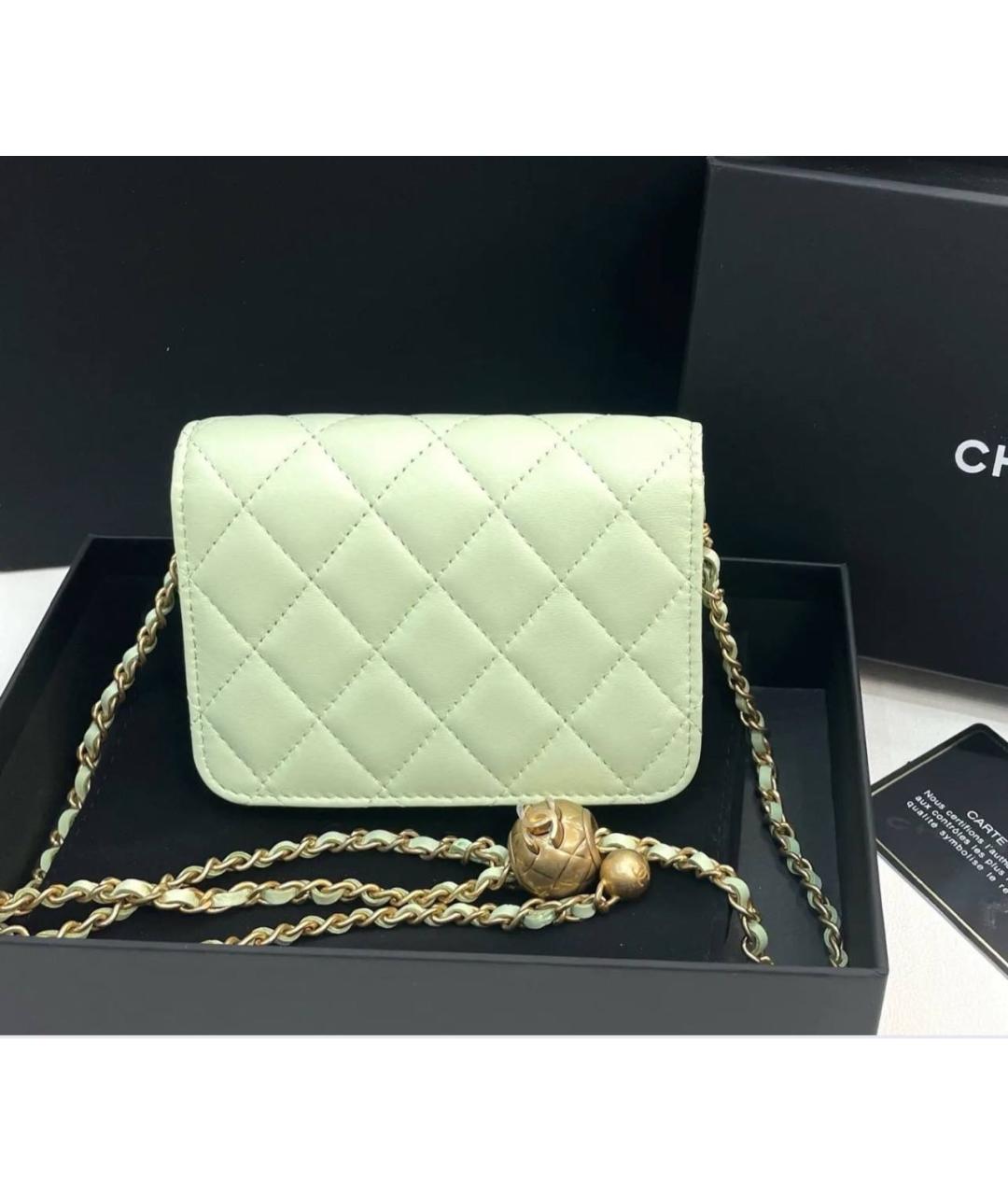 CHANEL Салатовая кожаная сумка через плечо, фото 2