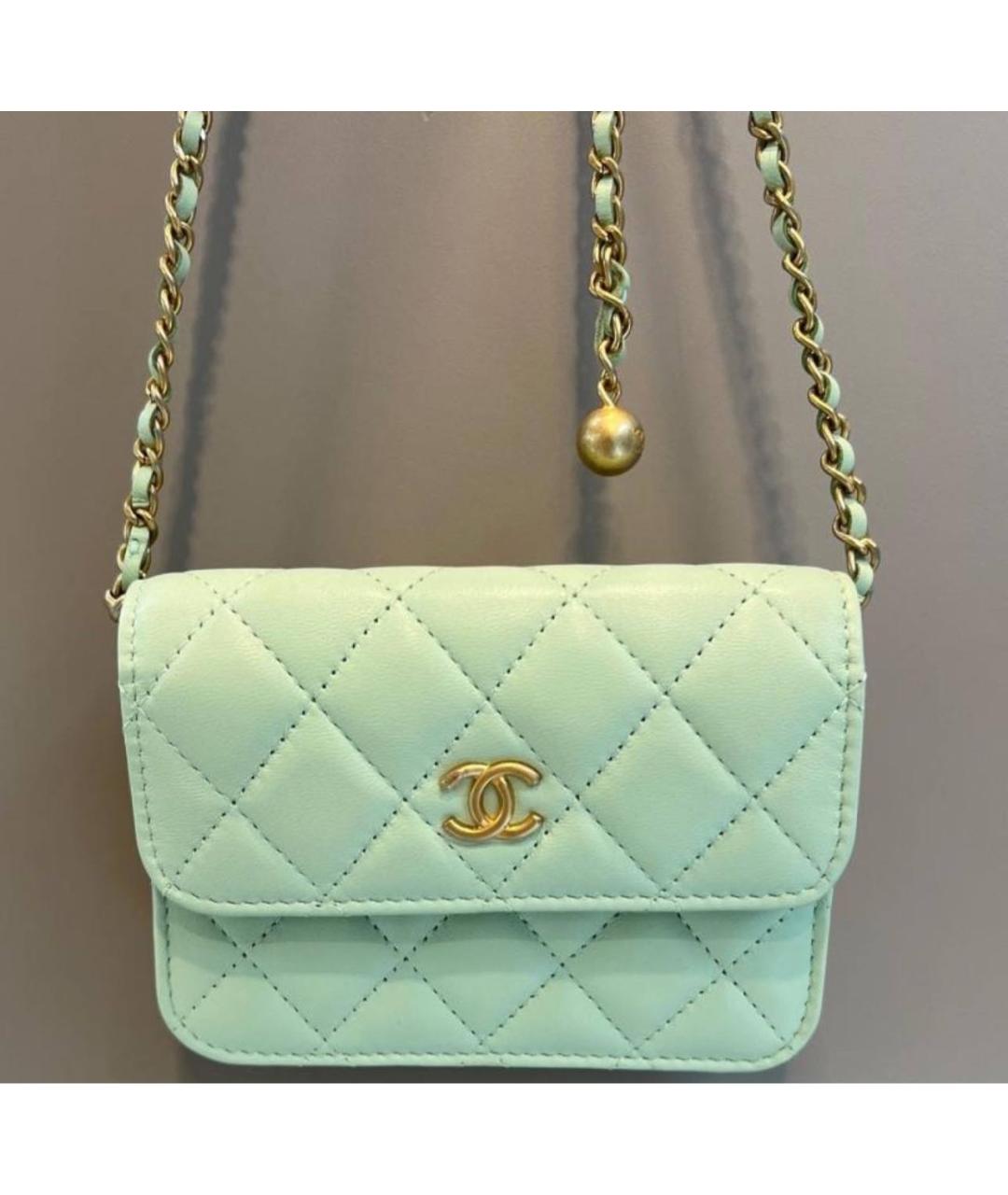 CHANEL Салатовая кожаная сумка через плечо, фото 5