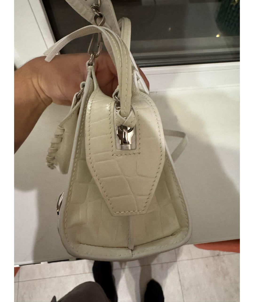BALENCIAGA Белая кожаная сумка с короткими ручками, фото 3