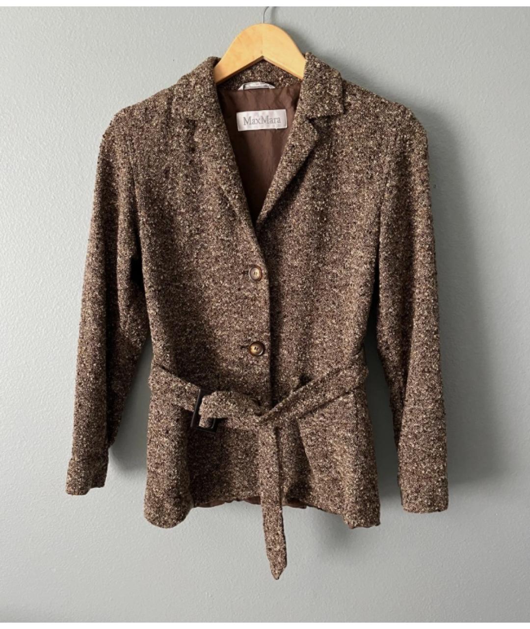 MAX MARA Коричневый шерстяной жакет/пиджак, фото 8