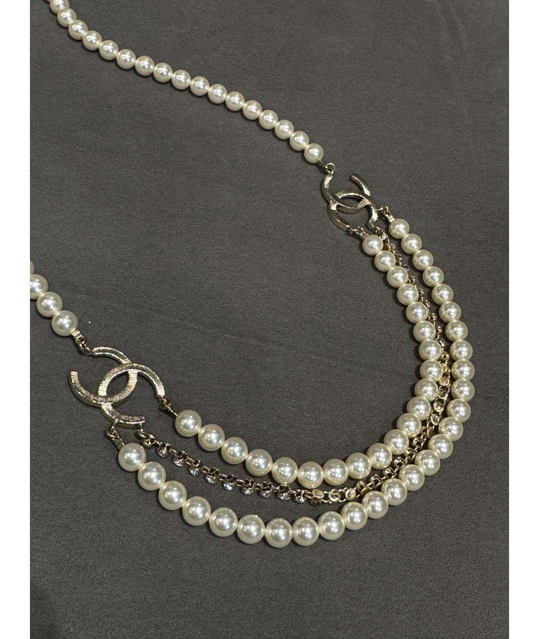 CHANEL Белое жемчужное колье, фото 3