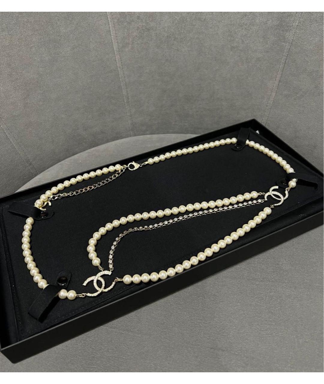 CHANEL Белое жемчужное колье, фото 6