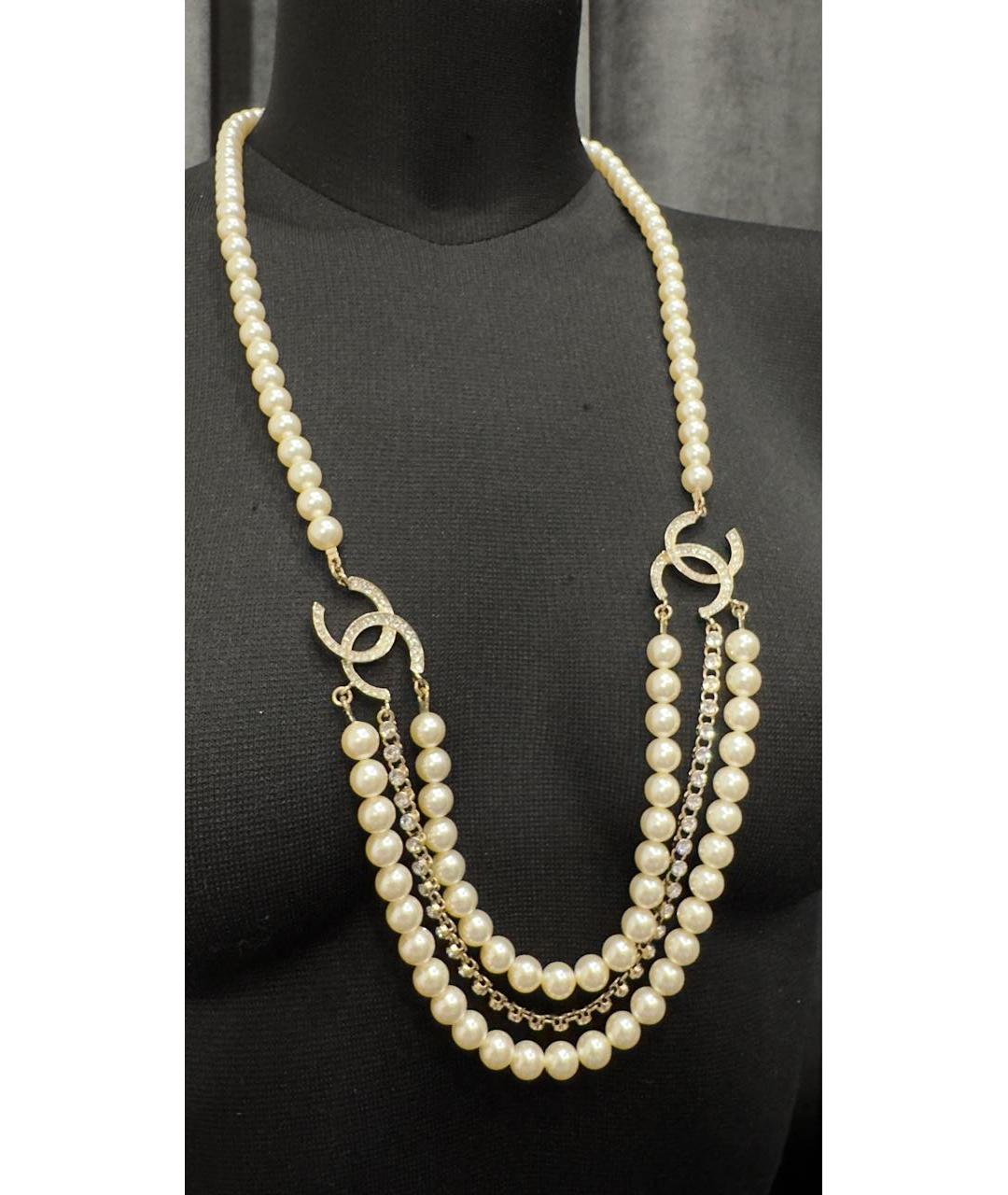 CHANEL Белое жемчужное колье, фото 5