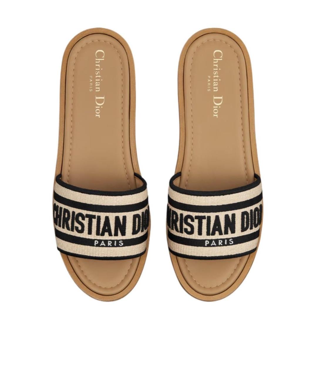 CHRISTIAN DIOR Бежевые шлепанцы, фото 4
