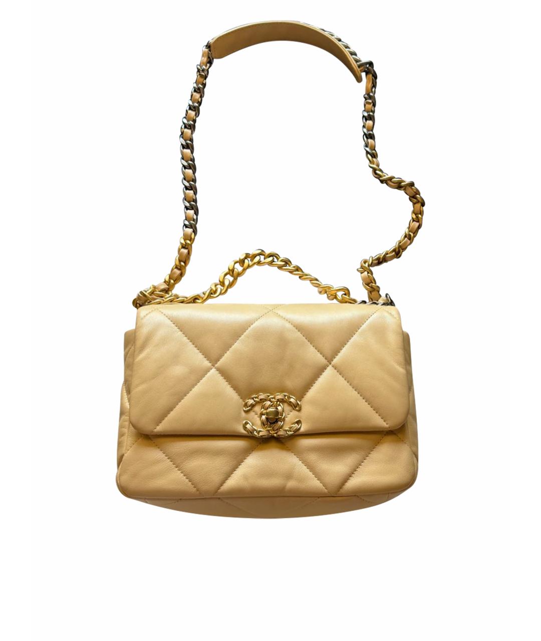 CHANEL Бежевая кожаная сумка через плечо, фото 1
