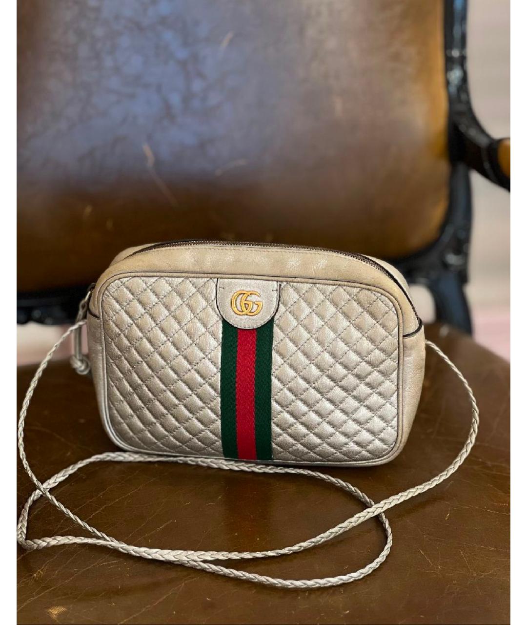 GUCCI Серебряная кожаная сумка через плечо, фото 8