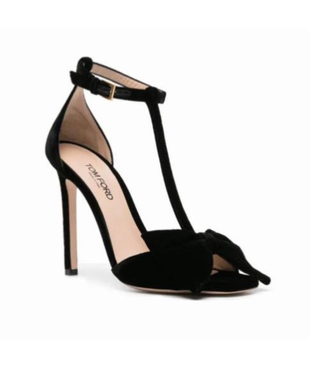 TOM FORD Черные бархатные босоножки, фото 5