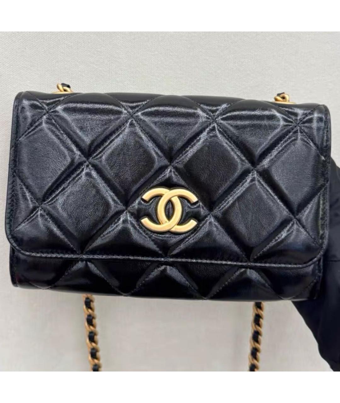 CHANEL Черная кожаная сумка через плечо, фото 2