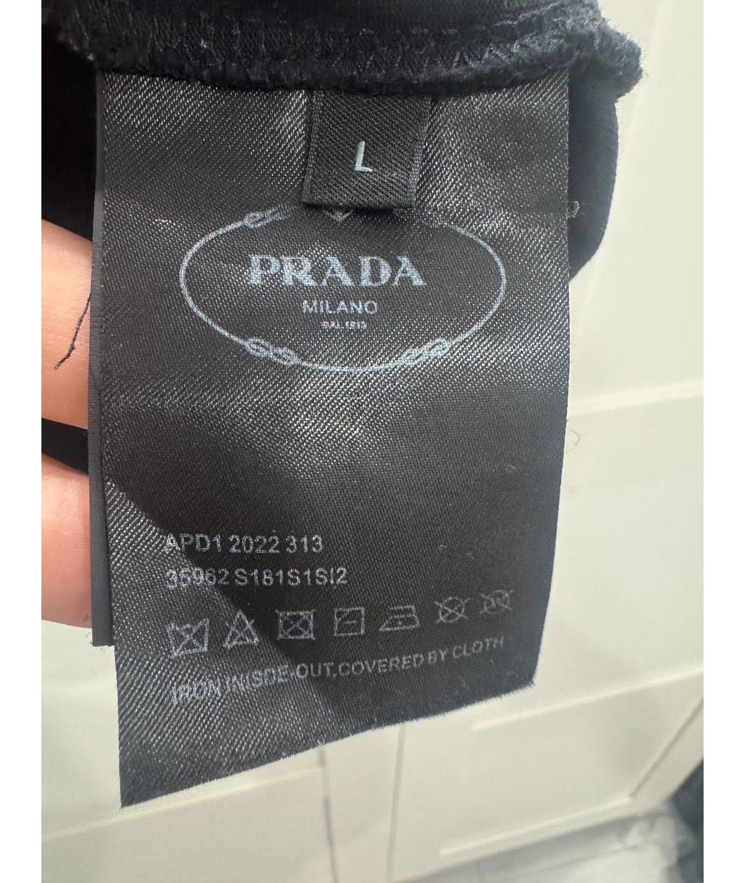 PRADA Черная хлопковая футболка, фото 5