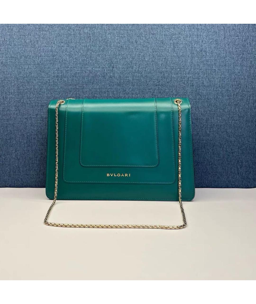 BVLGARI Зеленая кожаная сумка через плечо, фото 2