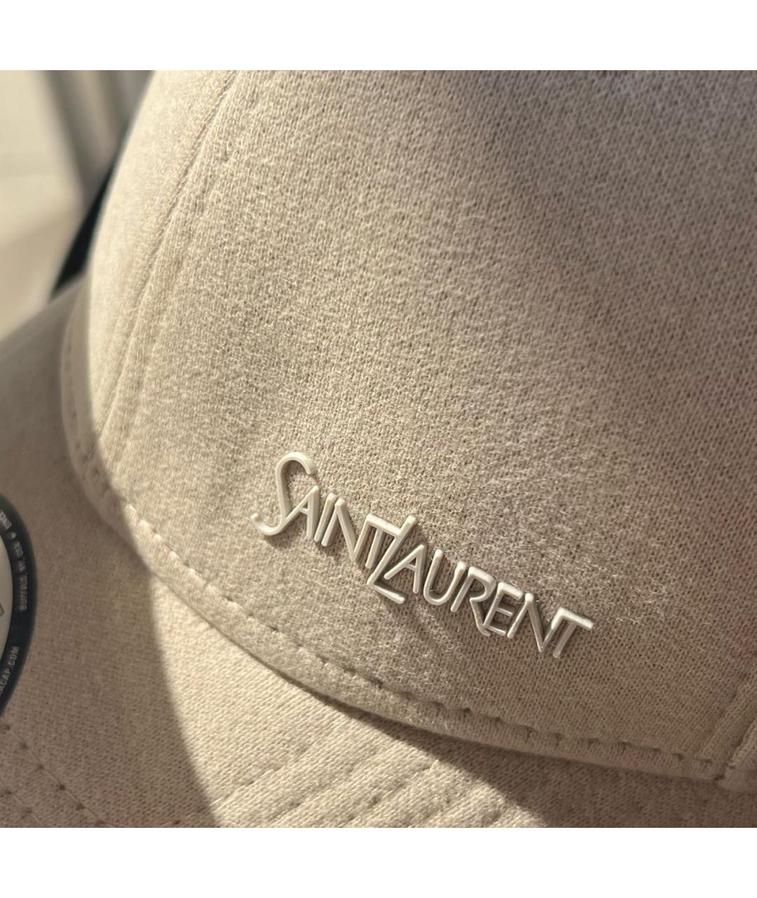 SAINT LAURENT Бежевая хлопковая кепка, фото 4