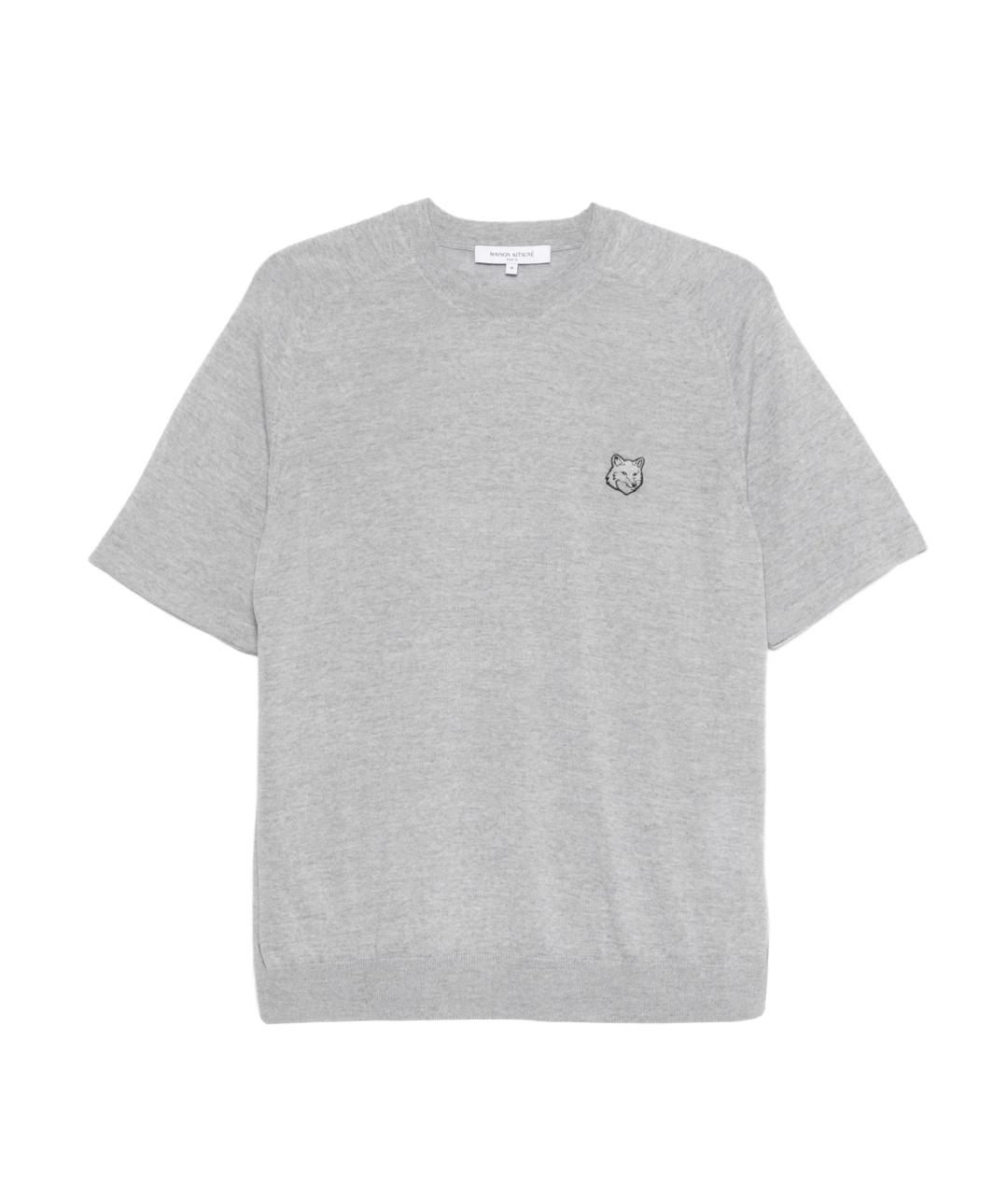 MAISON KITSUNE Серая хлопковая футболка, фото 1