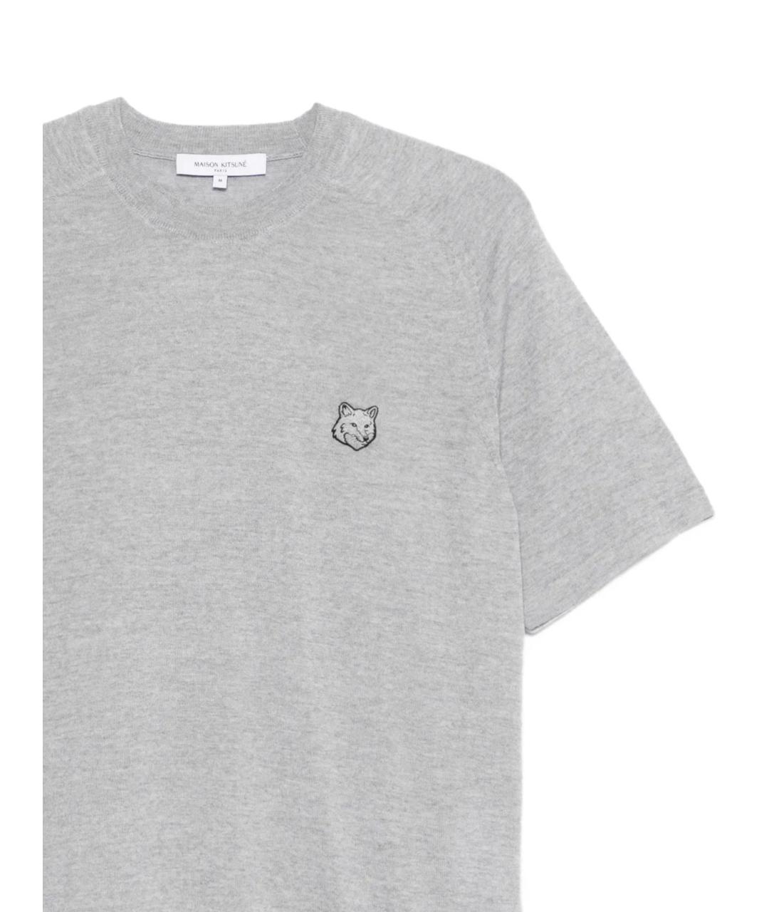 MAISON KITSUNE Серая хлопковая футболка, фото 2