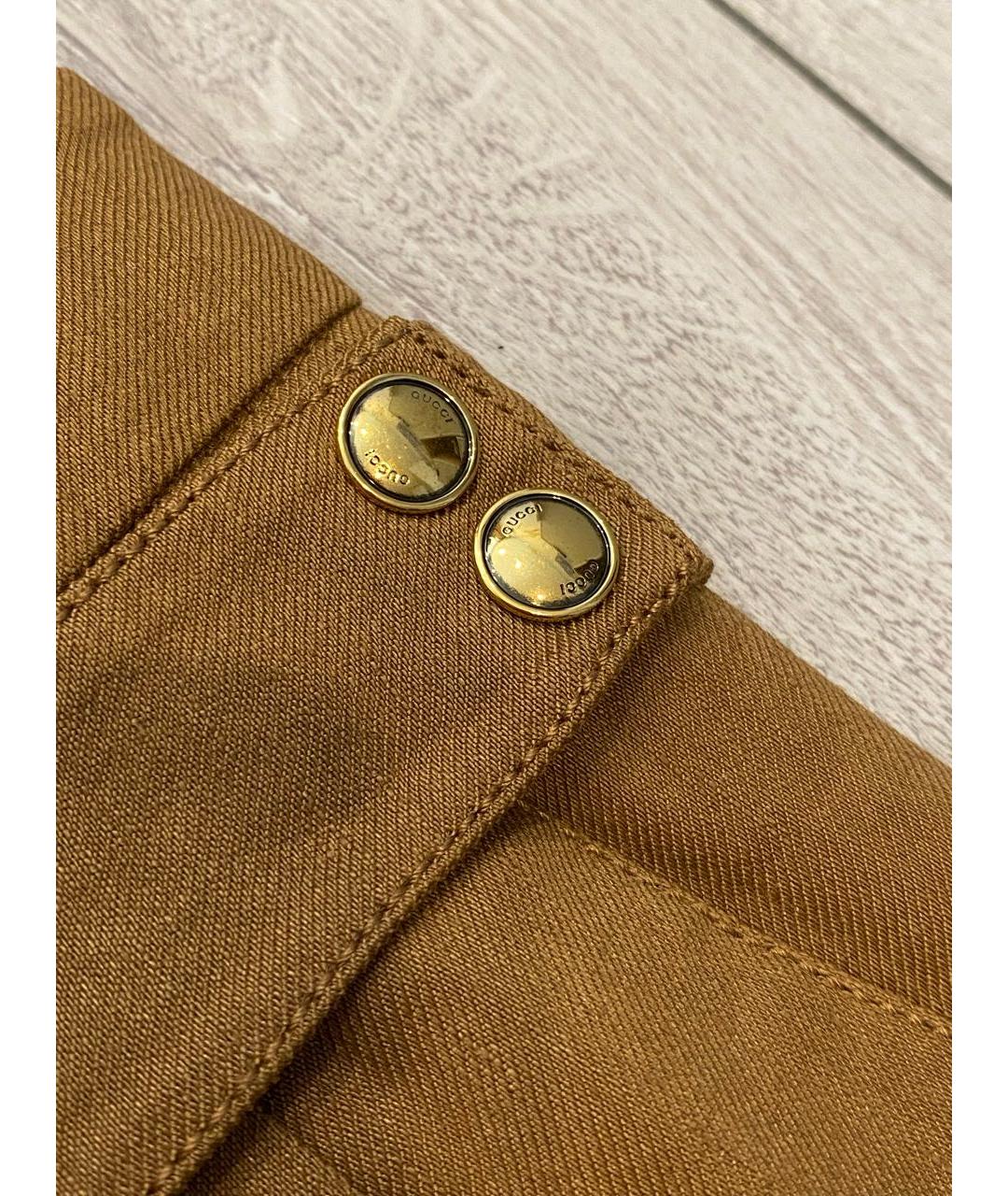 GUCCI Коричневые льняные брюки широкие, фото 6