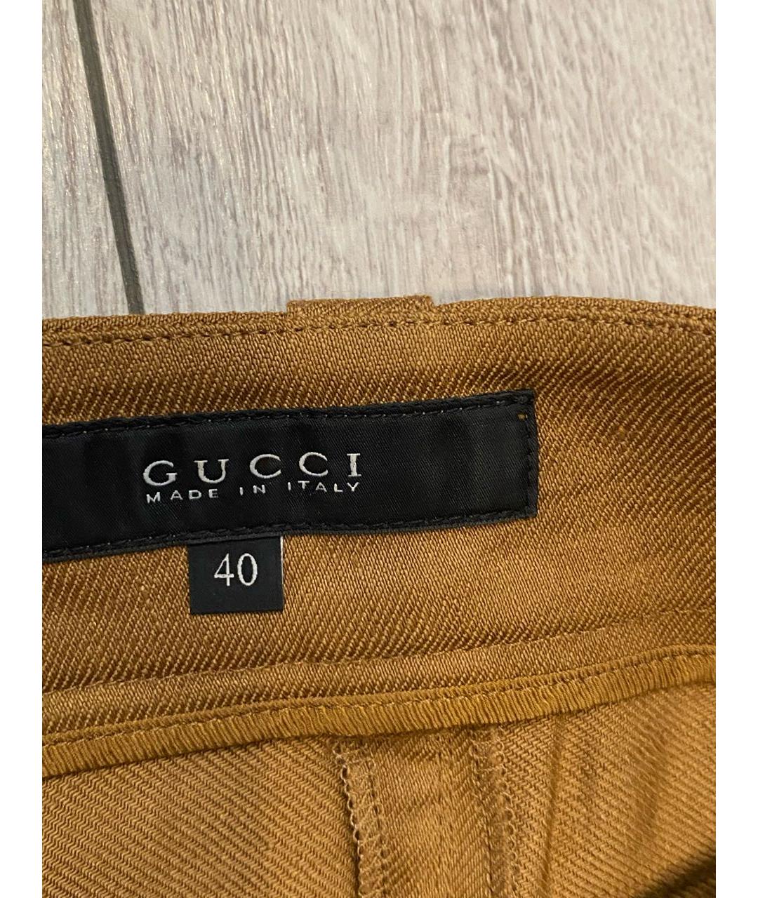 GUCCI Коричневые льняные брюки широкие, фото 3
