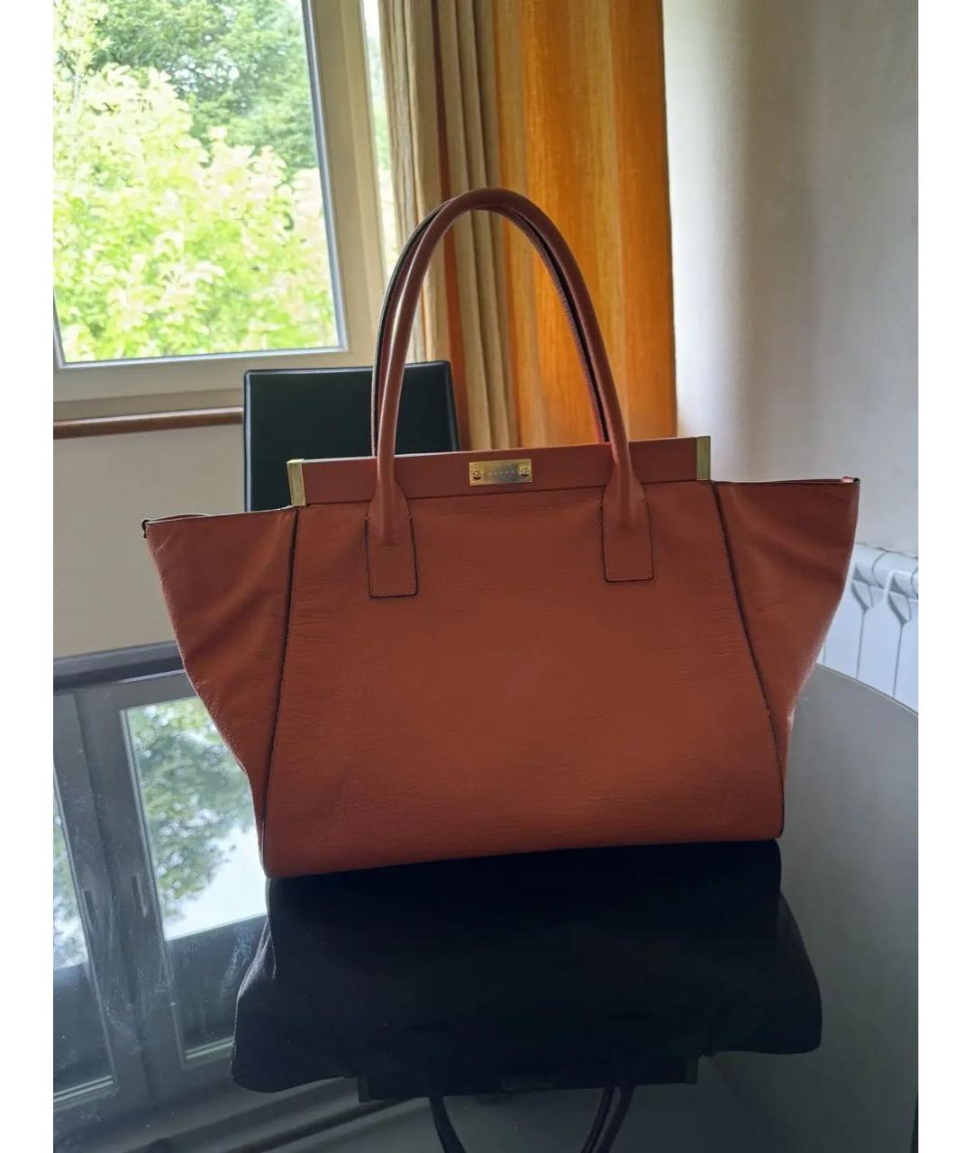 MARNI Оранжевая кожаная сумка тоут, фото 2