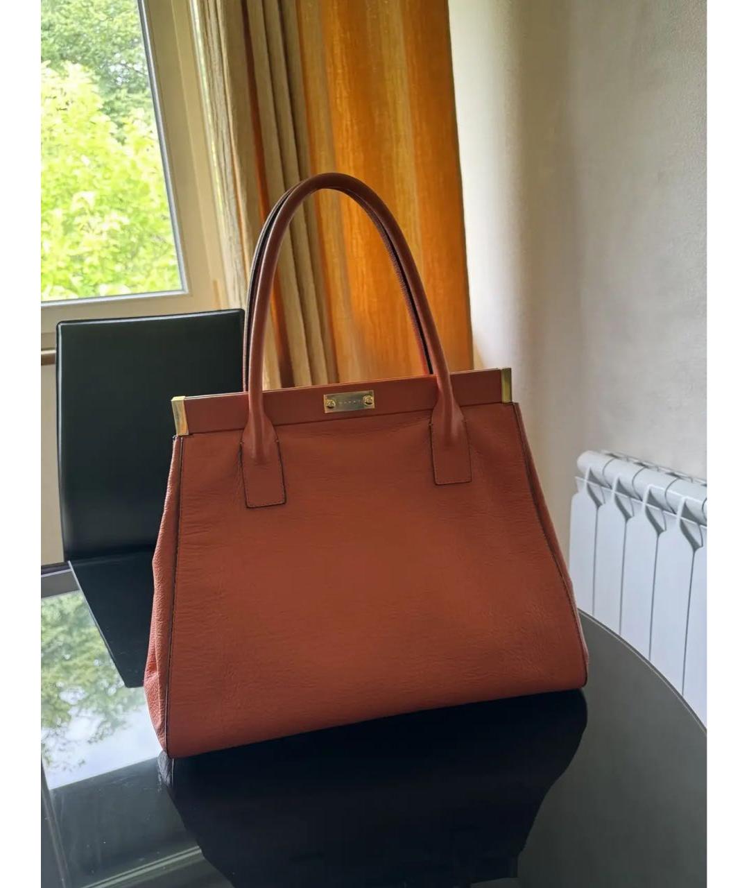 MARNI Оранжевая кожаная сумка тоут, фото 9