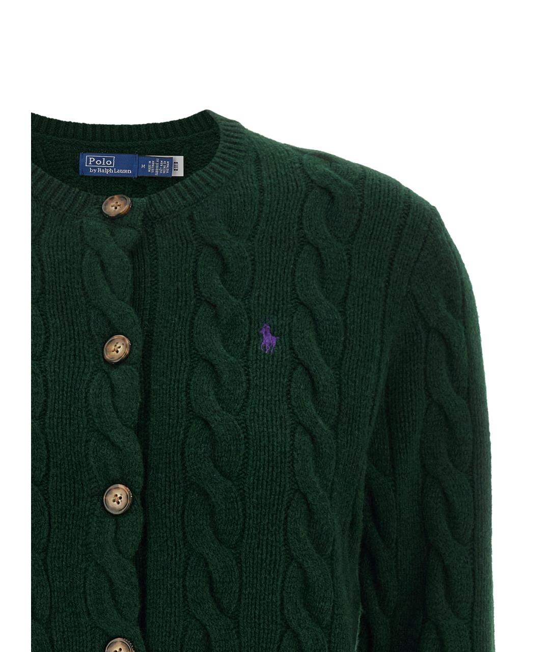 POLO RALPH LAUREN Зеленый шерстяной кардиган, фото 3