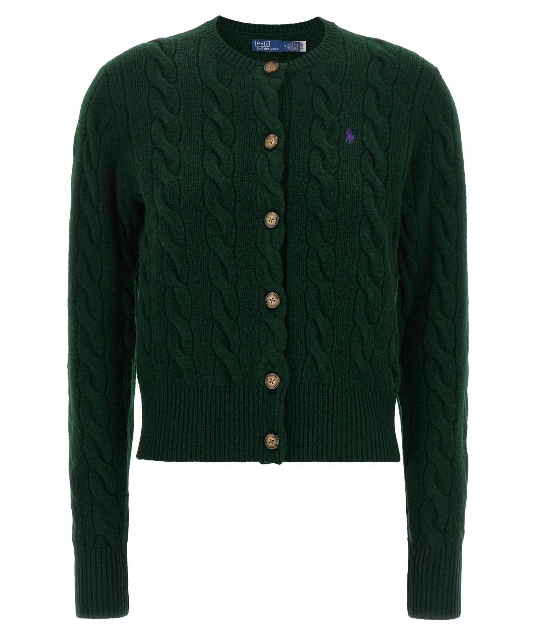 POLO RALPH LAUREN Зеленый шерстяной кардиган, фото 1