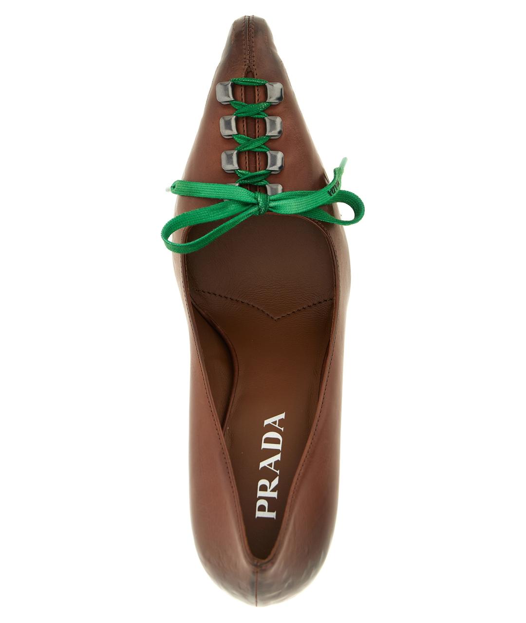 PRADA Коричневые кожаные туфли, фото 4