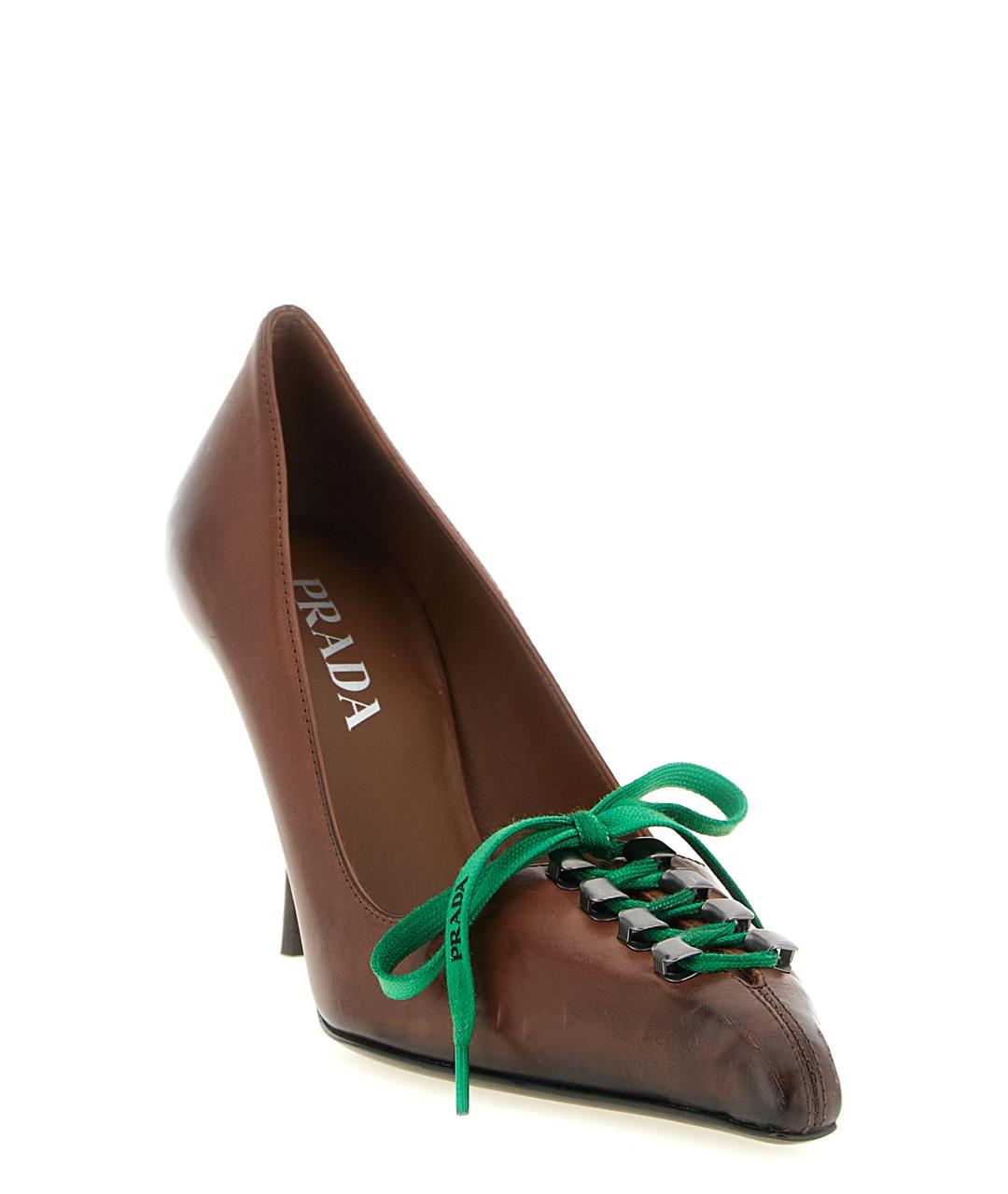 PRADA Коричневые кожаные туфли, фото 2