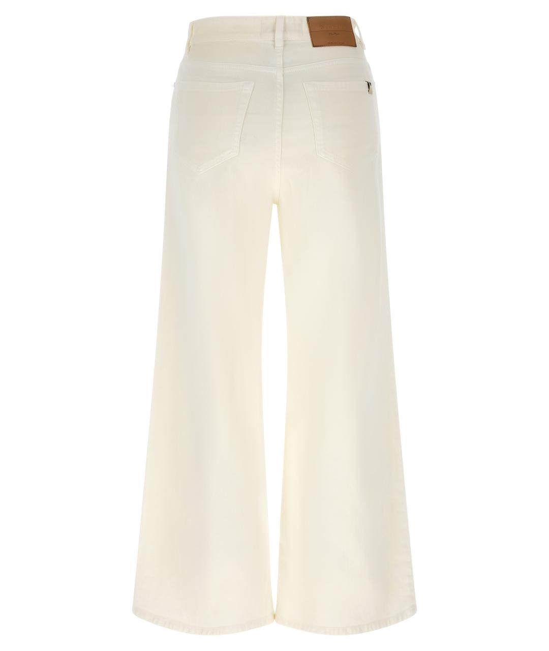 WEEKEND MAX MARA Белые хлопковые прямые брюки, фото 2